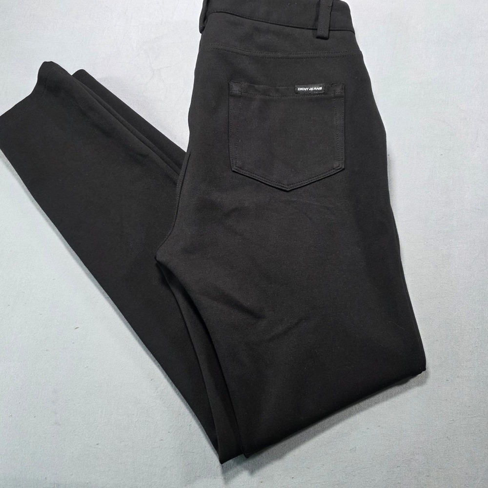DKNY Jeans Womens Black Ponte Knit Slim Straight Pants Size S Stretch Workwear